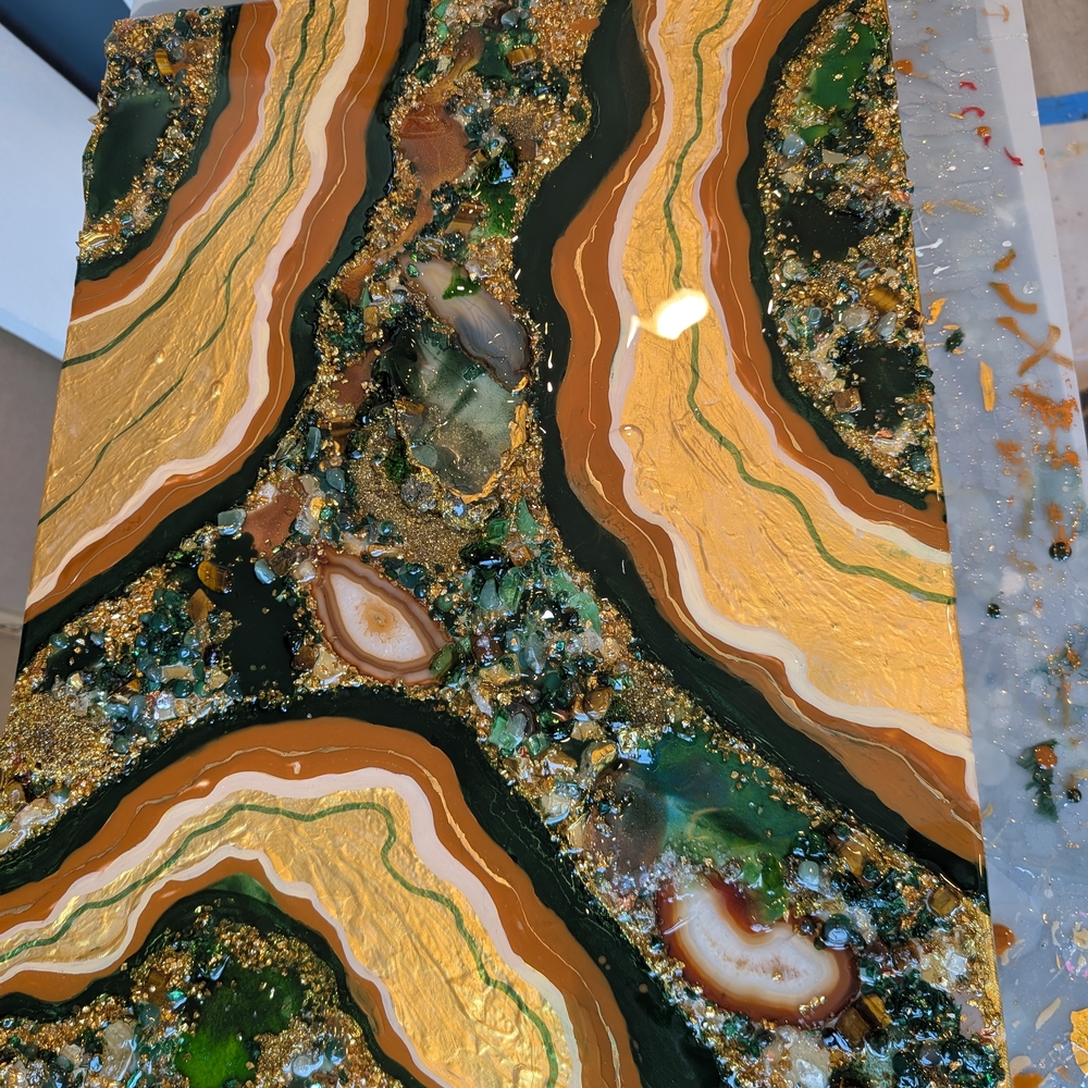 Abstract Gold and Green Canvas Art